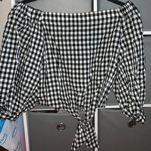 F21 Gingham Off-the-Shoulder top